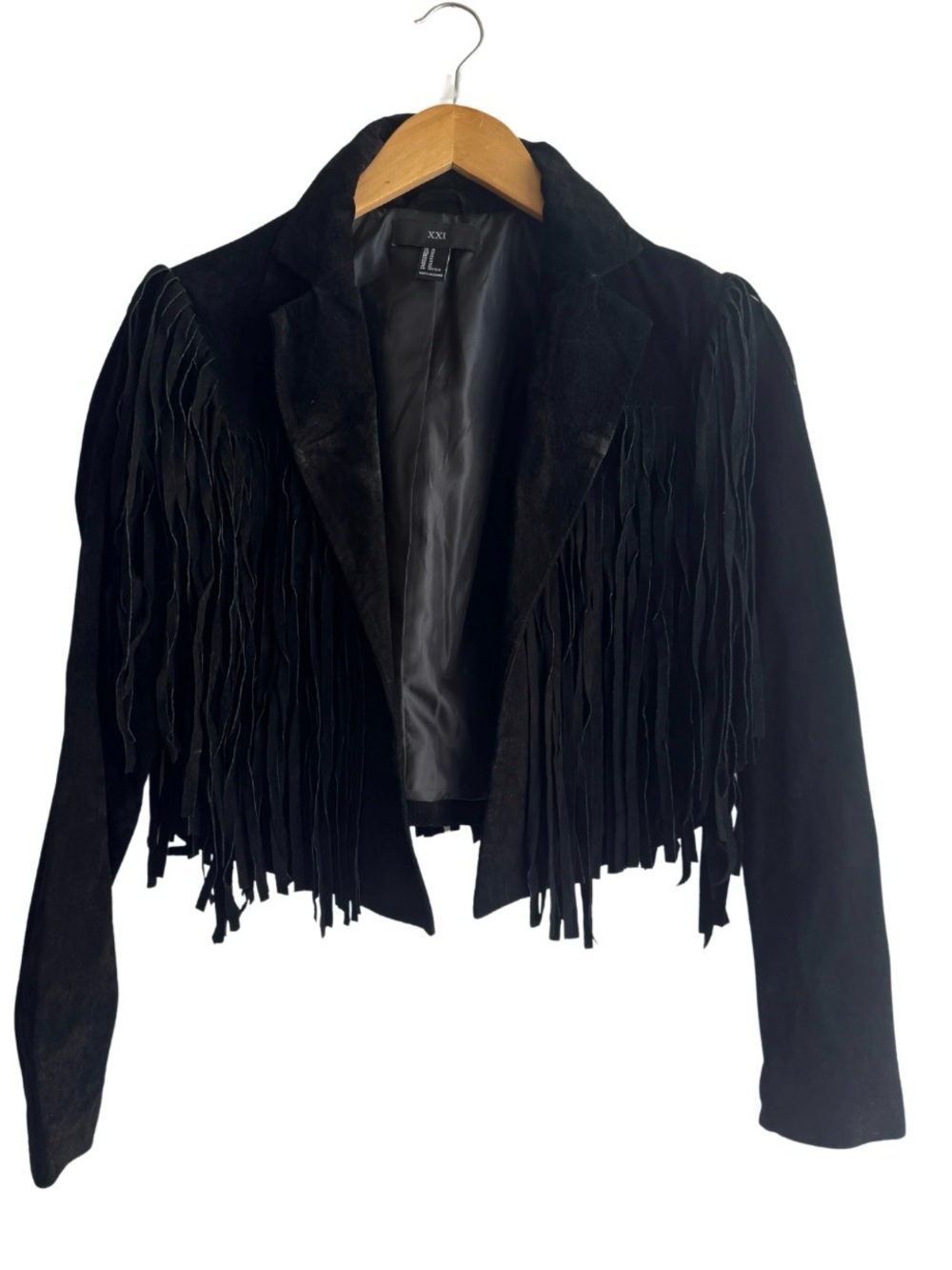 Fringed Suede Jacket Crop genuine leather suede western style